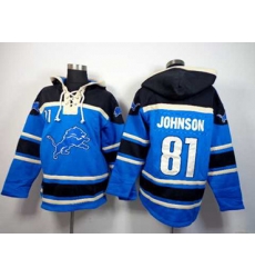 Detroit Lions #81 calvin johnson black-blue[pullover hooded sweatshirt]
