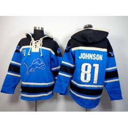Detroit Lions #81 calvin johnson black-blue[pullover hooded sweatshirt]