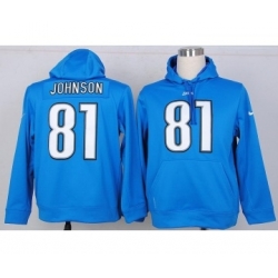 Detroit Lions #81 calvin johnson blue[pullover hooded sweatshirt]