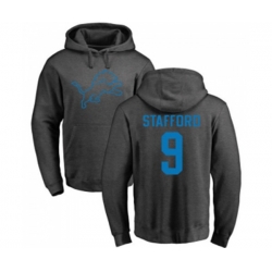 Detroit Lions #9 Matthew Stafford Ash One Color Pullover Hoodie
