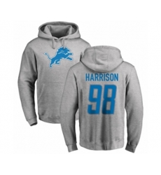 Detroit Lions #98 Damon Harrison Ash Name & Number Logo Pullover Hoodie