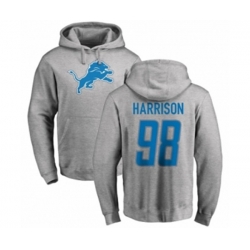Detroit Lions #98 Damon Harrison Ash Name & Number Logo Pullover Hoodie