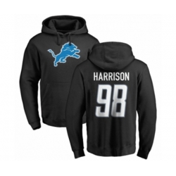 Detroit Lions #98 Damon Harrison Black Name & Number Logo Pullover Hoodie