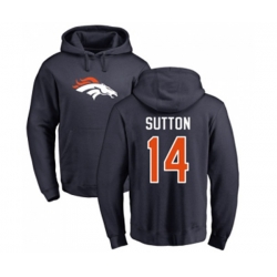 Denver Broncos #14 Courtland Sutton Navy Blue Name & Number Logo Pullover Hoodie