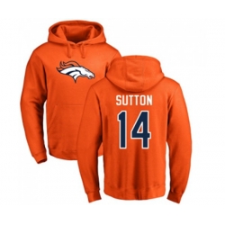 Denver Broncos #14 Courtland Sutton Orange Name & Number Logo Pullover Hoodie