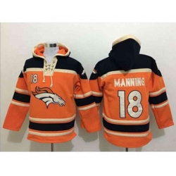 Denver Broncos #18 peyton manning black-orange[pullover hooded sweatshirt]
