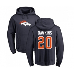 Denver Broncos #20 Brian Dawkins Navy Blue Name & Number Logo Pullover Hoodie