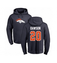 Denver Broncos #20 Duke Dawson Navy Blue Name & Number Logo Pullover Hoodie