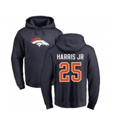 Denver Broncos #25 Chris Harris Jr Navy Blue Name & Number Logo Pullover Hoodie