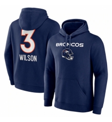 Denver Broncos #3 Russell Wilson Navy Team Wordmark Name & Number Pullover Hoodie