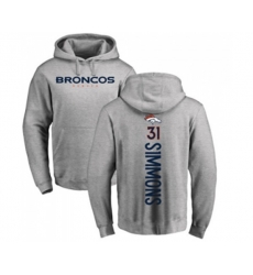 Denver Broncos #31 Justin Simmons Ash Backer Pullover Hoodie