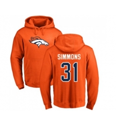 Denver Broncos #31 Justin Simmons Orange Name & Number Logo Pullover Hoodie