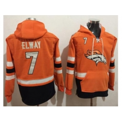 Denver Broncos #7 John Elway Orange Navy Blue Name & Number Pullover NFL Hoodie