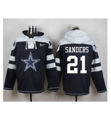 Dallas Cowboys #21 Deion Sanders Navy Blue Player Pullover Hoodie