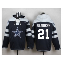 Dallas Cowboys #21 Deion Sanders Navy Blue Player Pullover Hoodie