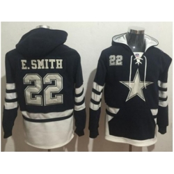 Dallas Cowboys #22 Emmitt Smith Navy Blue White Name & Number Pullover NFL Hoodie
