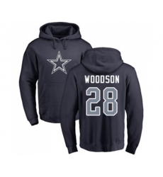 Dallas Cowboys #28 Darren Woodson Navy Blue Name & Number Logo Pullover Hoodie