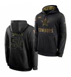 Dallas Cowboys #54 Jaylon Smith 2020 Salute To Service Black Sideline Performance Pullover Hoodie