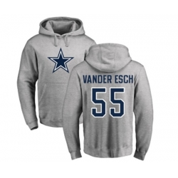 Dallas Cowboys #55 Leighton Vander Esch Ash Name & Number Logo Pullover Hoodie