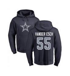 Dallas Cowboys #55 Leighton Vander Esch Navy Blue Name & Number Logo Pullover Hoodie