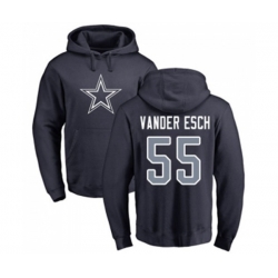 Dallas Cowboys #55 Leighton Vander Esch Navy Blue Name & Number Logo Pullover Hoodie