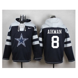 Dallas Cowboys #8 Troy Aikman Navy Blue Player Pullover Hoodie