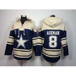 Dallas Cowboys #8 Troy Aikman cream-blue[pullover hooded sweatshirt]