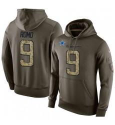 Dallas Cowboys #9 Tony Romo Green Salute To Service Mens Pullover Hoodie