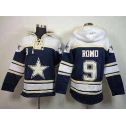 Dallas Cowboys #9 Tony Romo blue-white[pullover hooded sweatshirt]