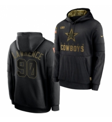 Dallas Cowboys #90 DeMarcus Lawrence 2020 Salute To Service Black Sideline Performance Pullover Hoodie