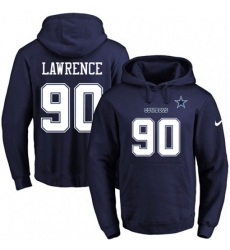 Dallas Cowboys #90 Demarcus Lawrence Navy Blue Name & Number Pullover Hoodie