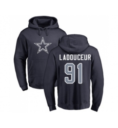 Dallas Cowboys #91 L. P. Ladouceur Navy Blue Name & Number Logo Pullover Hoodie