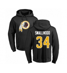 Washington Redskins #34 Wendell Smallwood Black Name & Number Logo Pullover Hoodie