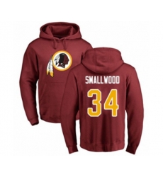 Washington Redskins #34 Wendell Smallwood Maroon Name & Number Logo Pullover Hoodie