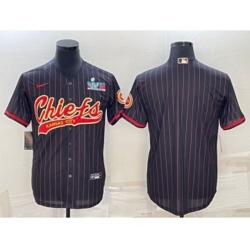 Kansas City Chiefs Blank Black With Super Bowl LVII Patch Cool Base Stitched Baseball Jersey