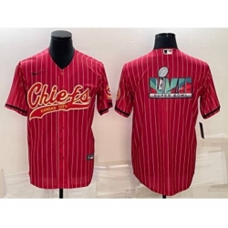 Kansas City Chiefs Blank Red With Super Bowl LVII Big Logo Cool Base Stitched Baseball Jersey