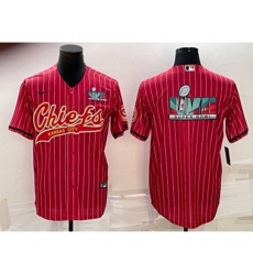 Kansas City Chiefs Red With Super Bowl LVII Big Logo Cool Base Stitched Baseball Jersey