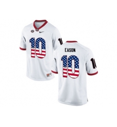 2016 US Flag Fashion-Mens Georgia Bulldogs Jacob Eason #10 College Football Limited Jerseys - White