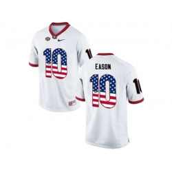2016 US Flag Fashion-Mens Georgia Bulldogs Jacob Eason #10 College Football Limited Jerseys - White