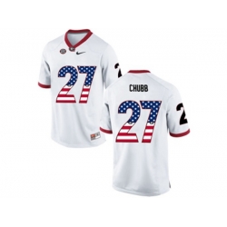 2016 US Flag Fashion-Mens Georgia Bulldogs Nick Chubb #27 College Football Limited Jerseys - White