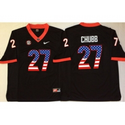Georgia Bulldogs #27 Nick Chubb Black USA Flag College Jersey