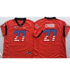 Georgia Bulldogs #27 Nick Chubb Red USA Flag College Jer