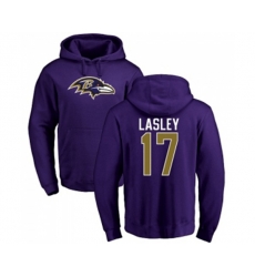 Baltimore Ravens #17 Jordan Lasley Purple Name & Number Logo Pullover Hoodie