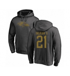 Baltimore Ravens #21 Mark Ingram II Ash One Color Pullover Hoodie