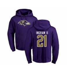 Baltimore Ravens #21 Mark Ingram II Purple Name & Number Logo Pullover Hoodie