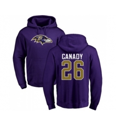 Baltimore Ravens #26 Maurice Canady Purple Name & Number Logo Pullover Hoodie