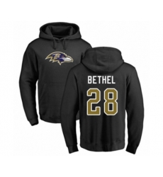 Baltimore Ravens #28 Justin Bethel Black Name & Number Logo Pullover Hoodie