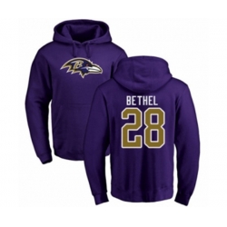 Baltimore Ravens #28 Justin Bethel Purple Name & Number Logo Pullover Hoodie Baltimore Ravens #28 Justin Bethel Purple Name & Number Logo Pullover Hoodie