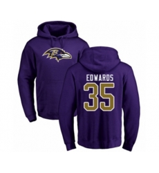 Baltimore Ravens #35 Gus Edwards Purple Name & Number Logo Pullover Hoodie