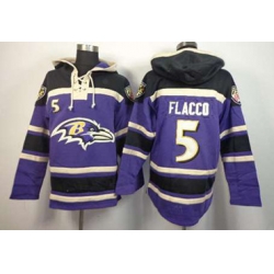 Baltimore Ravens #5 flacco purple-black[pullover hooded sweatshirt]